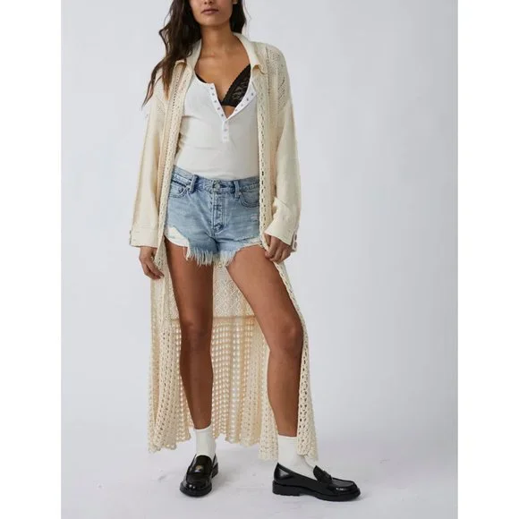🎉LAST CHANCE🎉 FREE PEOPLE Sunlight Cardi / Sandcastle - Picture 4 of 6